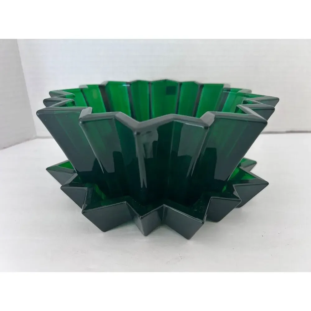 Marquis by Waterford Crystal Star Green Tray 7” Candy Dish Bowl Tray Pair Set